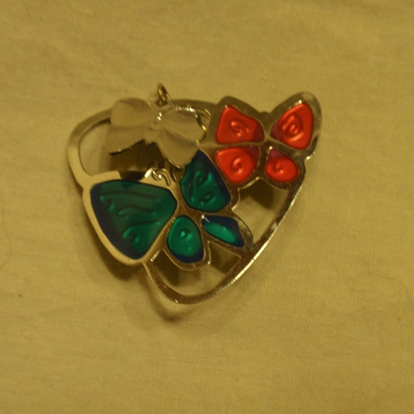 Butterfly Brooch - Blue, Pink and Silver - Picture 1 of 8